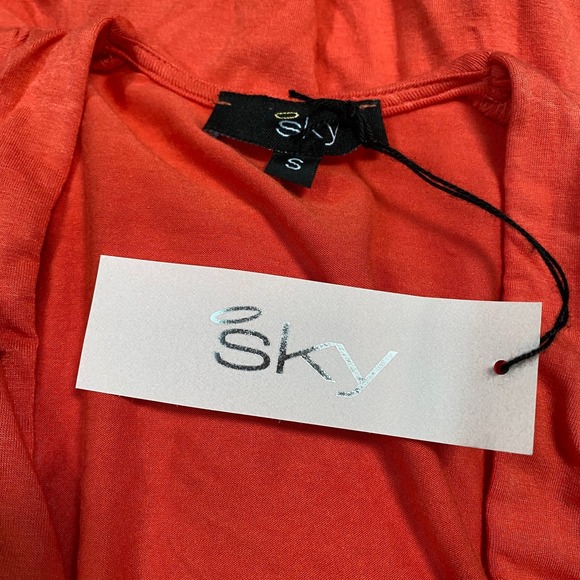 Sky Women's Plunge Neck Leather Braided Belt Top Sexy‎ Coral Orange New Small - Picture 5 of 5
